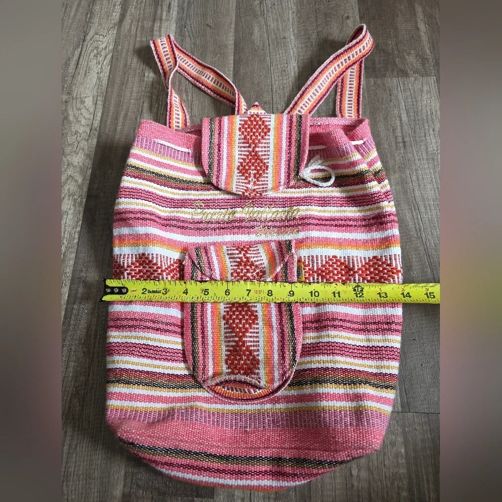 Festivalcore Blanket Mexico Backpack Resort Boho Striped Beach Red Pink